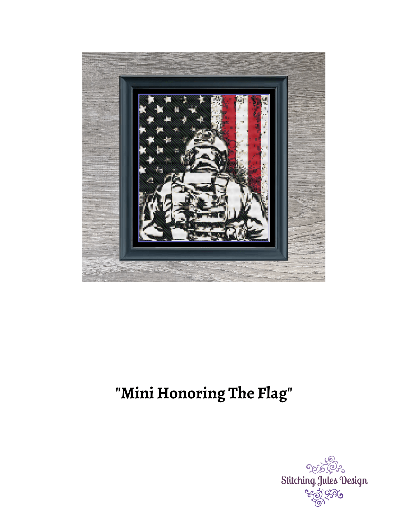 Stitching Jules Design Cross Stitch Pattern Miniature Pattern - American Soldier USA Flag Cross Stitch Embroidery Needlepoint Pattern PDF Download